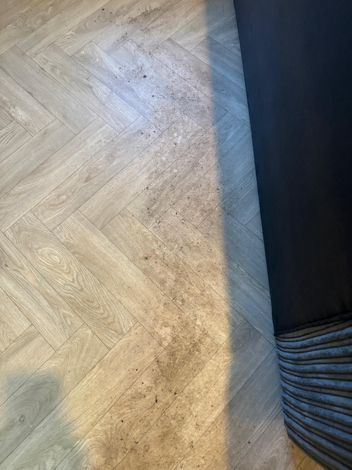 The herringbone floor after cleaning